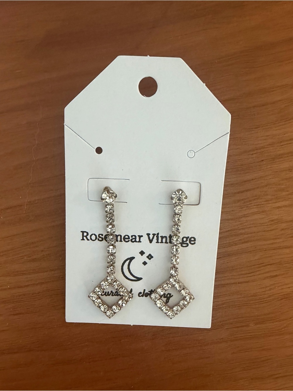 Vintage Rhinestone Drop Earrings - Silver